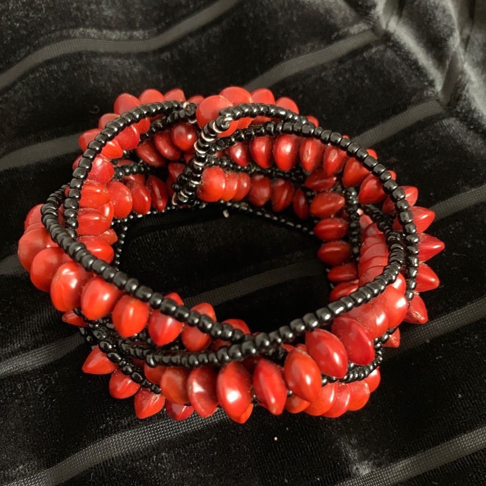 Braided black and red bracelet